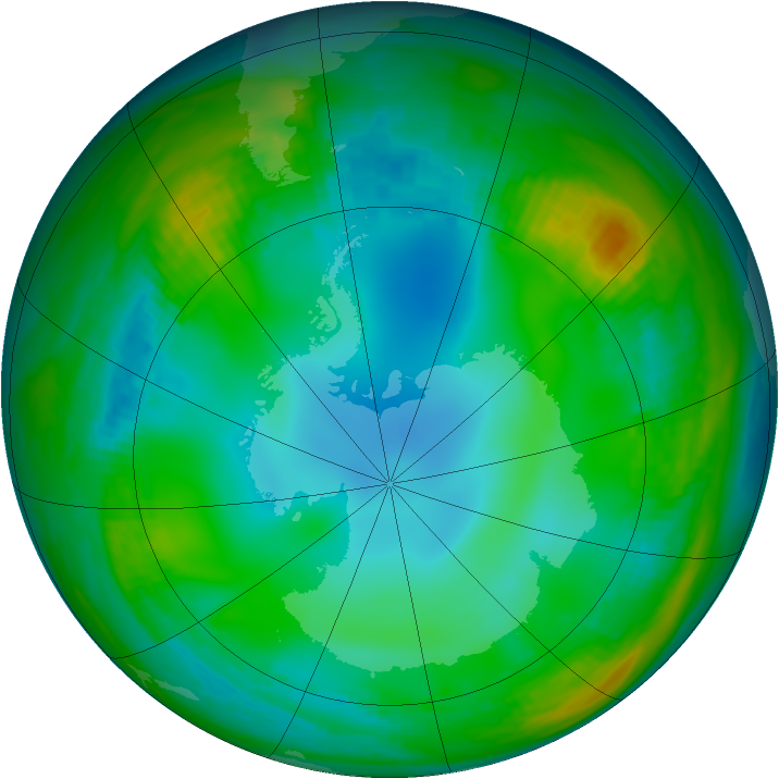 Antarctic ozone map for 06 June 1982